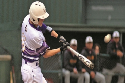 Carson Svrcek, shown above in action from earlier in the season, had two hits and an RBI against Bastrop last week.